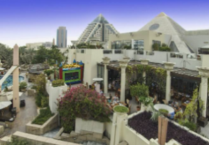 Beautiful panorama of the Wafi Mall, featuring its impressive architectural structure. 