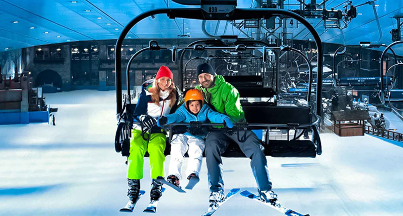 A family on the chairlift