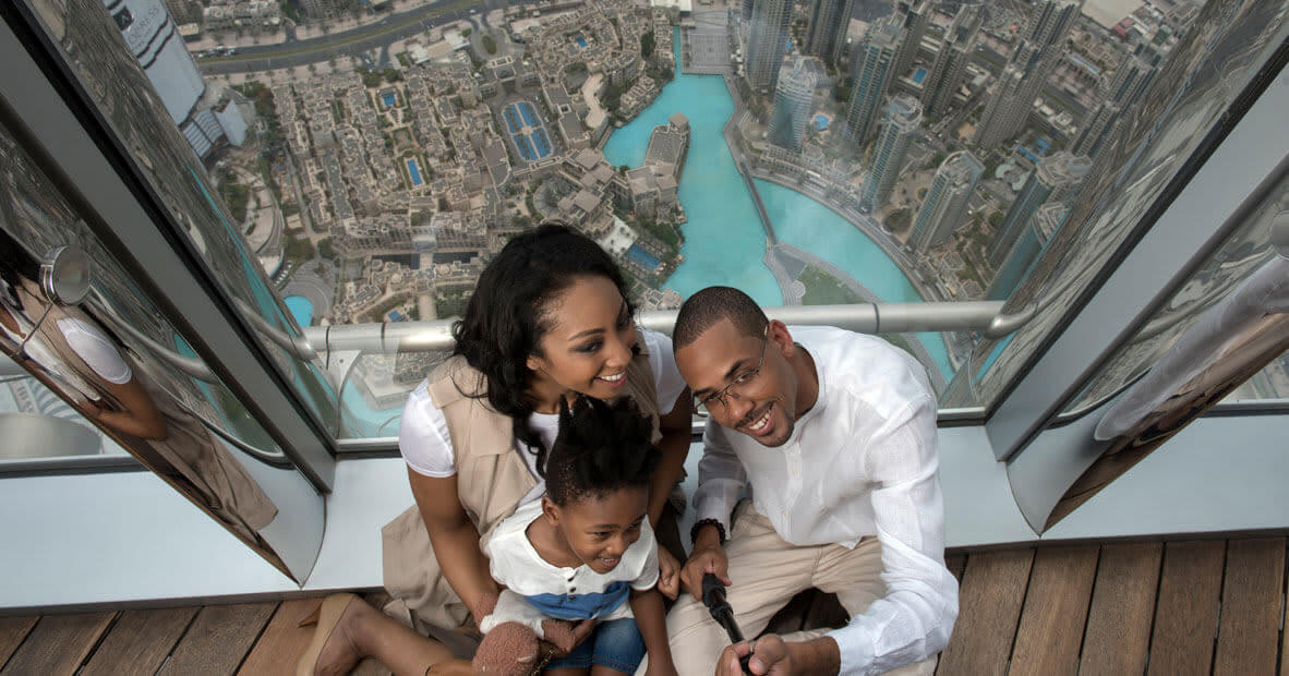 A happy family at the top of Burj Khalifa